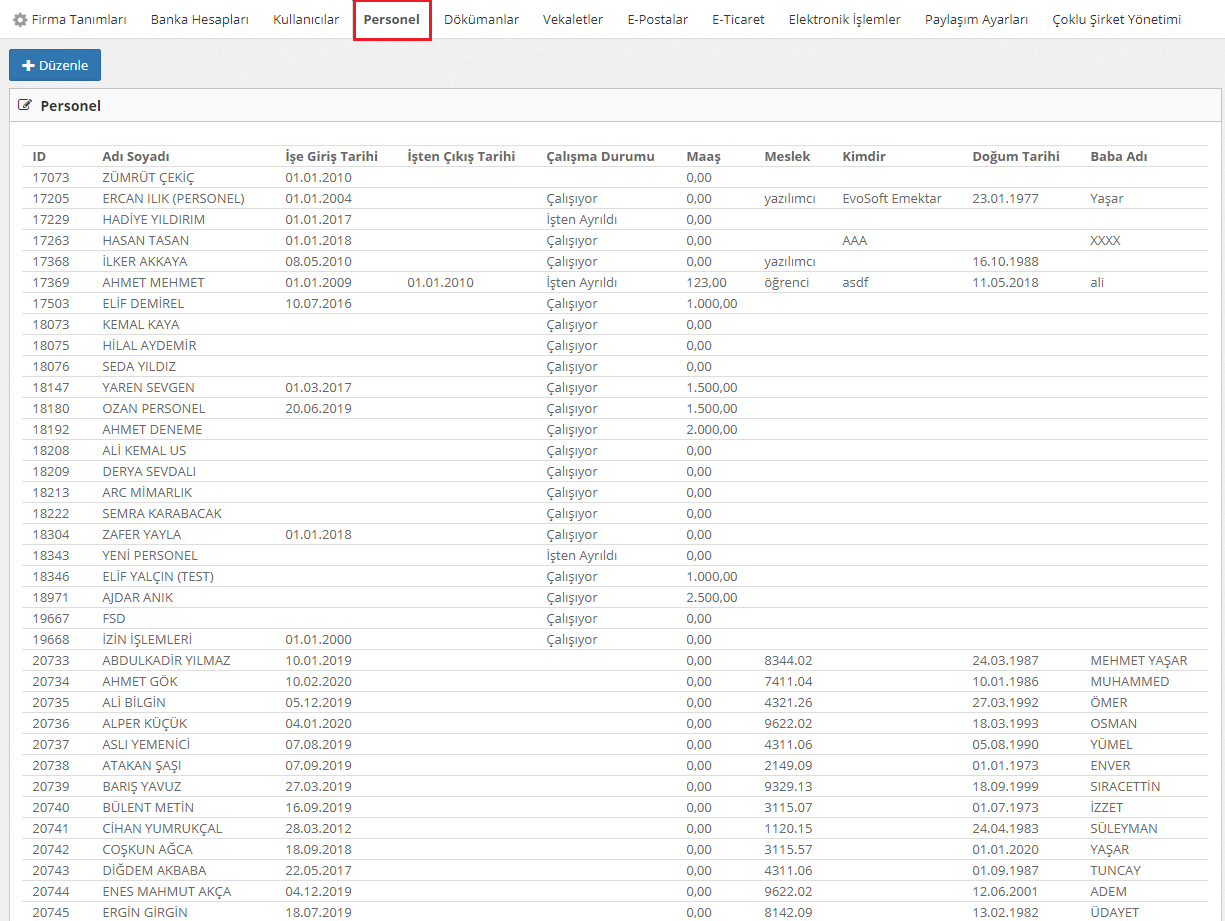 firma profili - personel